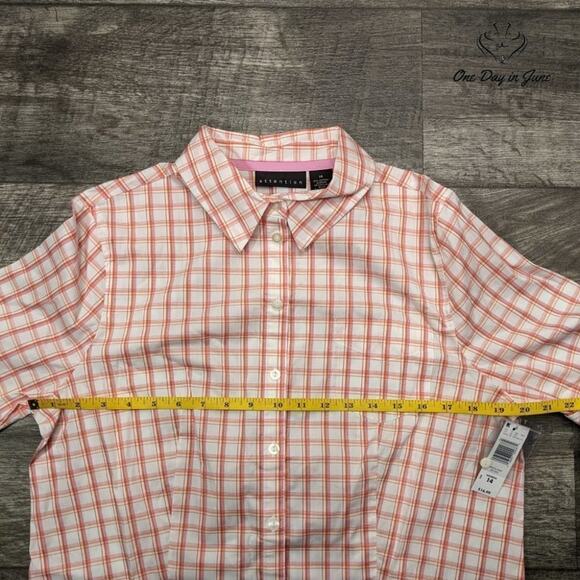 attention Short Sleeve Button Down Top Size 14 - Picture 3 of 5